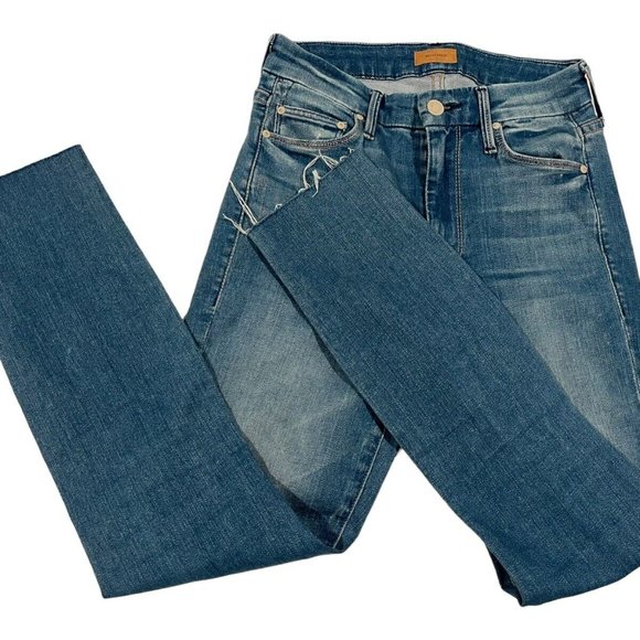 Mother The Looker Ankle Fray In Birds Of Paradise Medium Wash Size 24 Inseam 25" - Picture 1 of 16